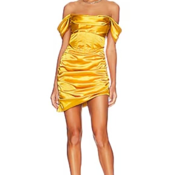 NWOT For Love & Lemons Yellow Ruched Bustier Corset Drew Mini Dress XS $259 - Picture 4 of 12